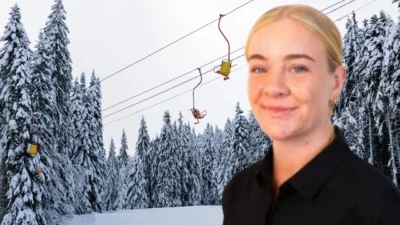 Japonya’daki Tsugaike kayak merkezinde telesiyeje çantası takılan 22 yaşındaki Brooke