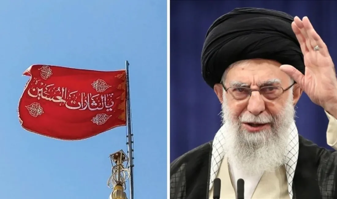 Hamaney suikastı sonrası Cemkeran Camii’ne "Kırmızı Bayrak" çekildi. Bu sembol