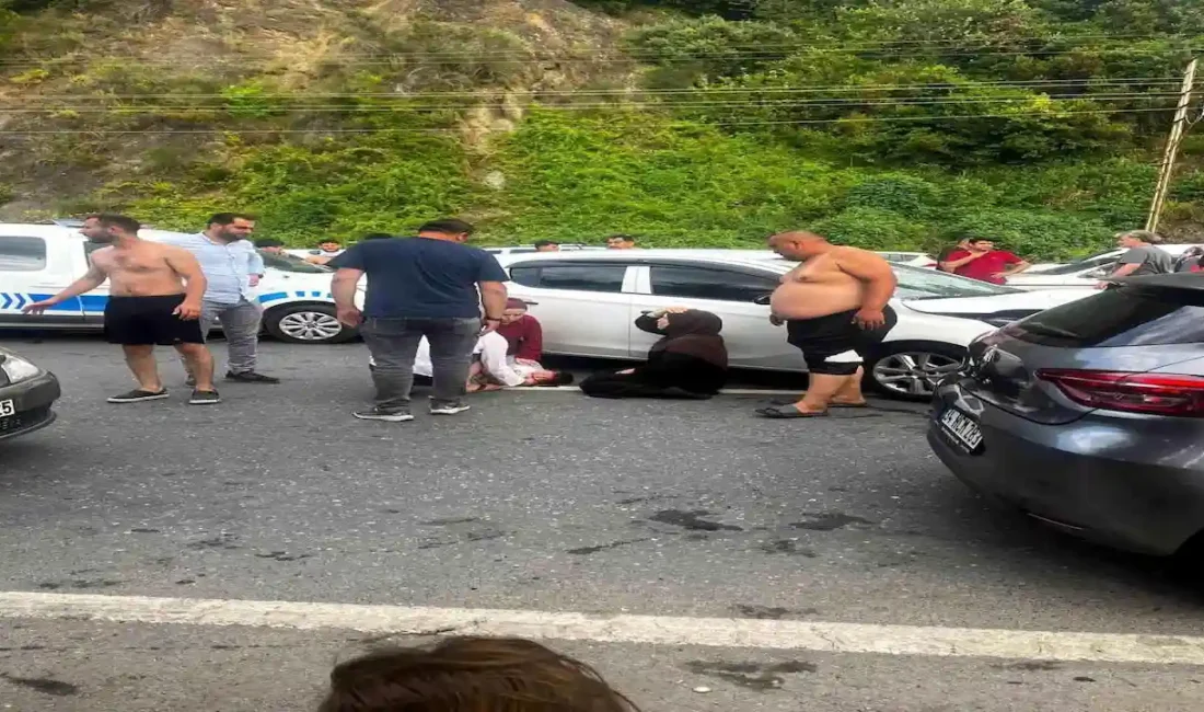 Zonguldak'ın Ereğli ilçesinde yolun karşısına geçmeye çalışan baba ile oğluna